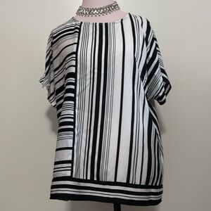 Chico’s black and white striped blouse in size large (2)